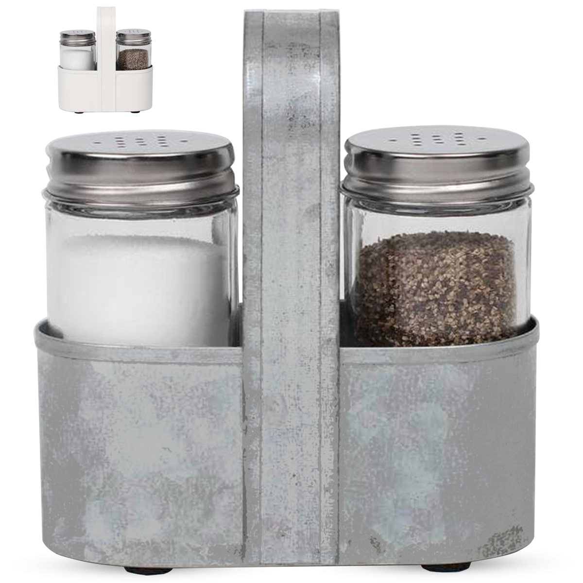 Galvanized Salt and Pepper shakers set by Saratoga Home