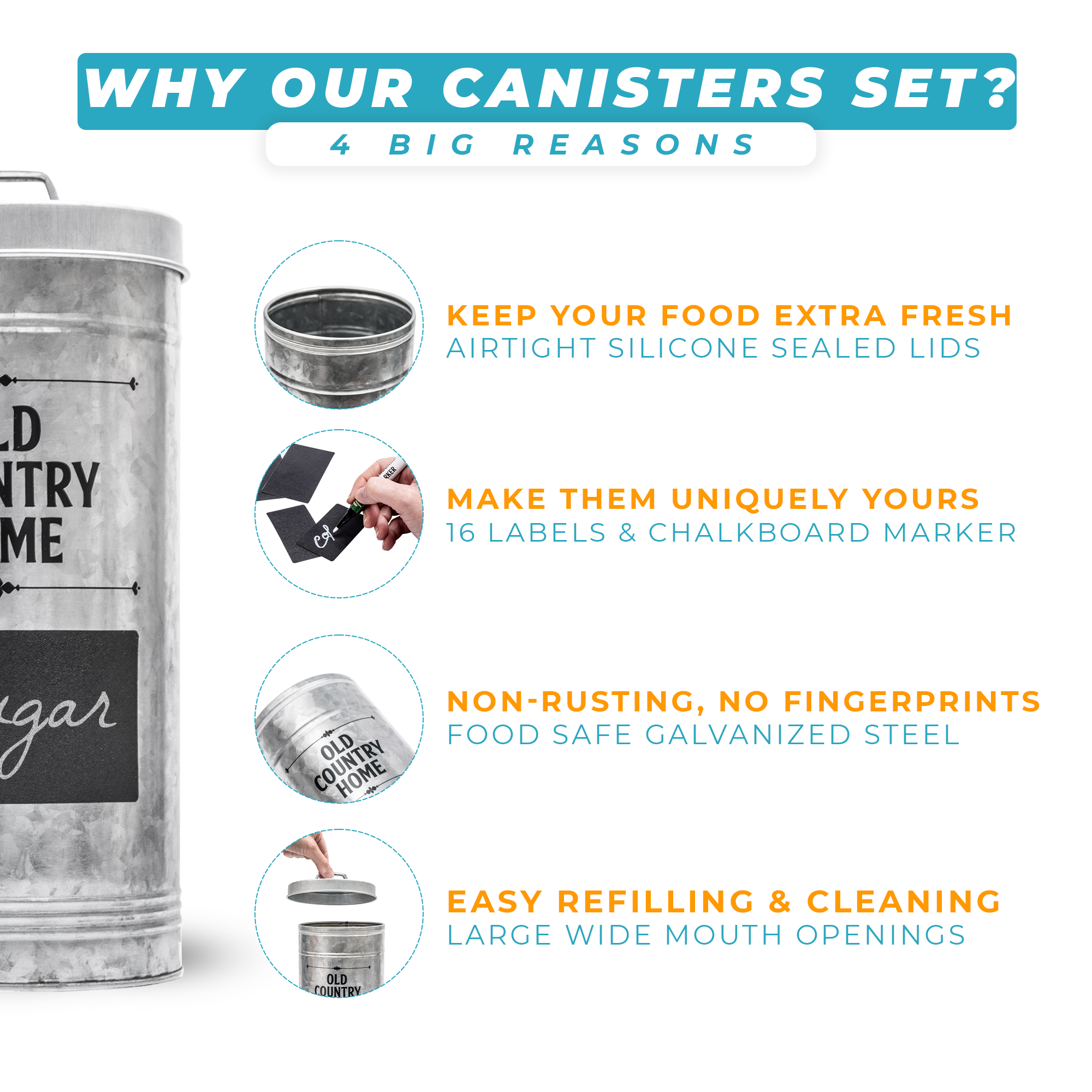 4 big reasons to choose Saratoga Home's galvanized canisters set