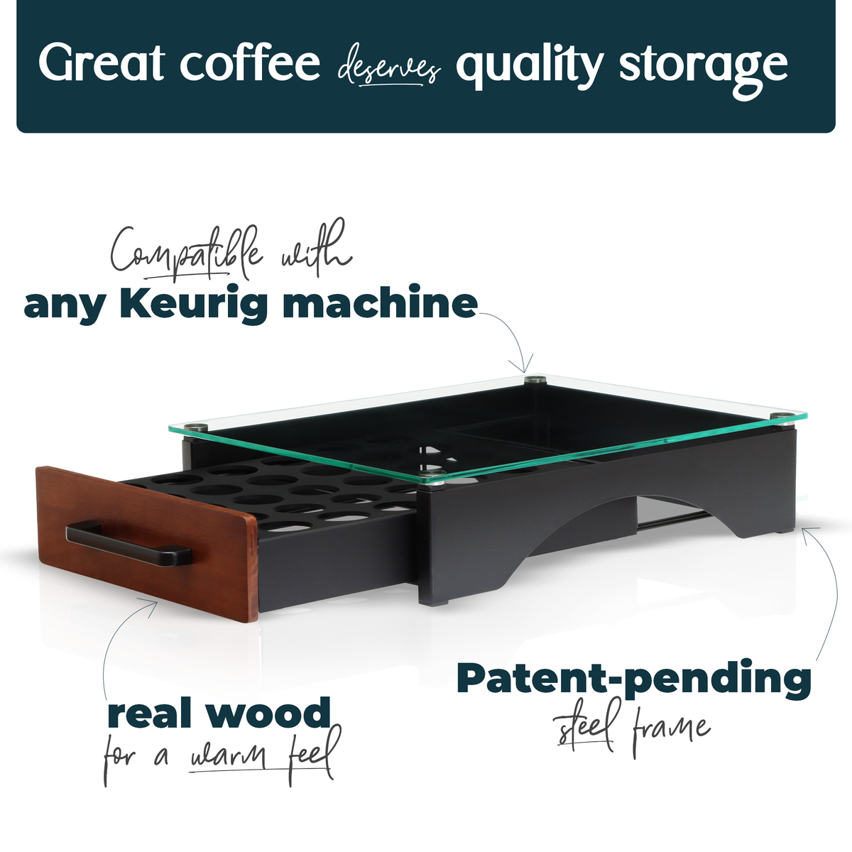 A quality storage for your coffee that is compatable with any Keurig machine