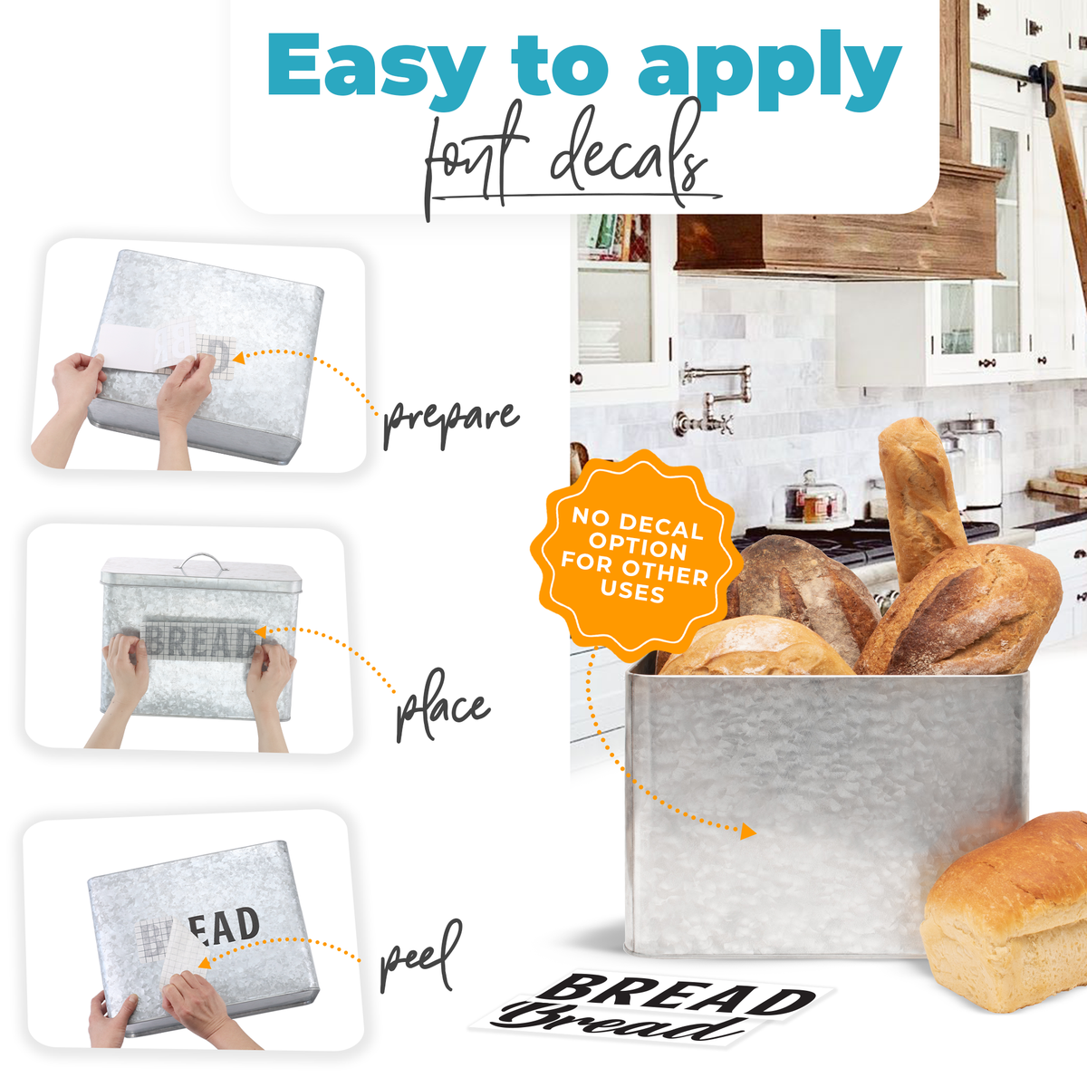Easy steps to apply the font decals on the bread box