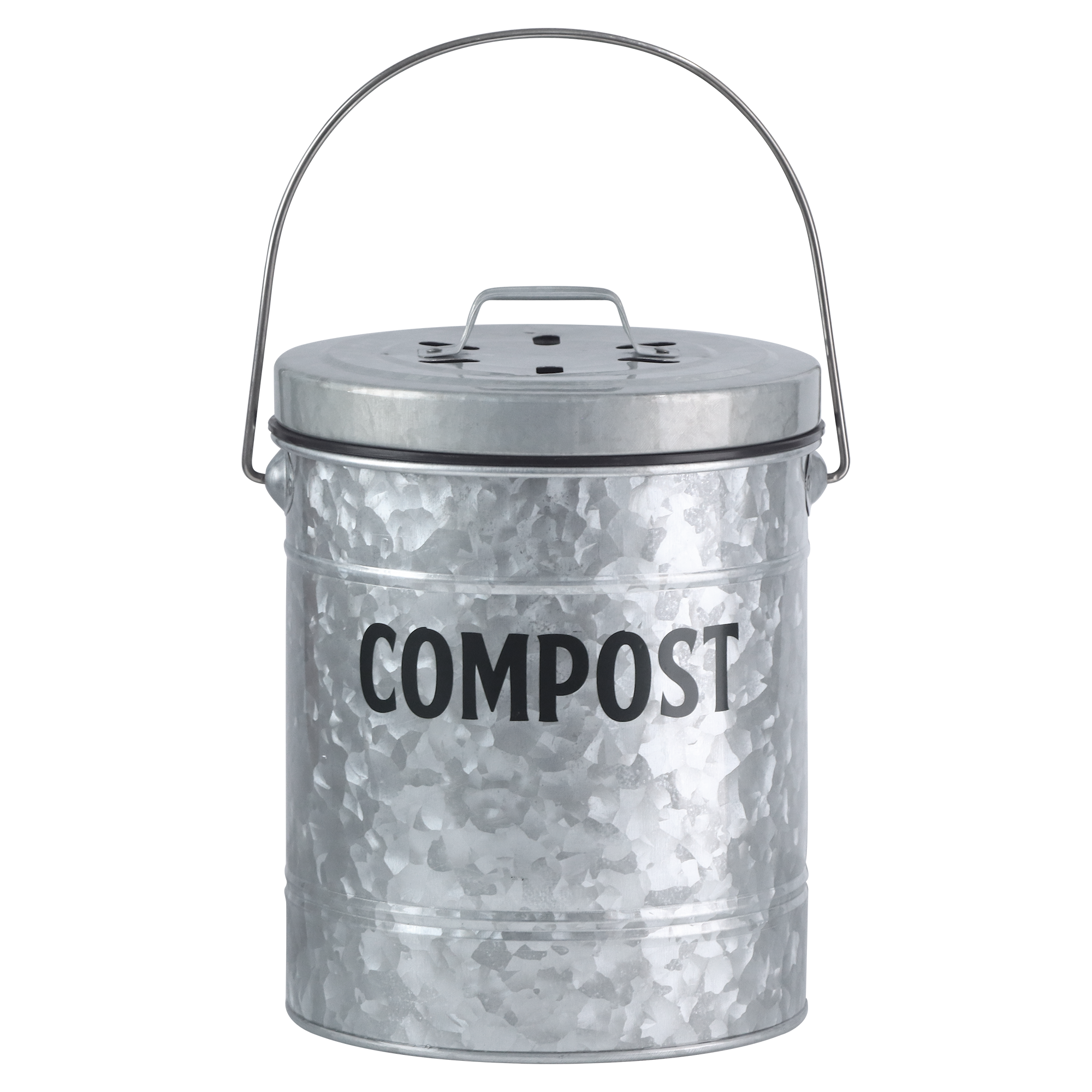 Galvanized Compost Bin product front view with lid on