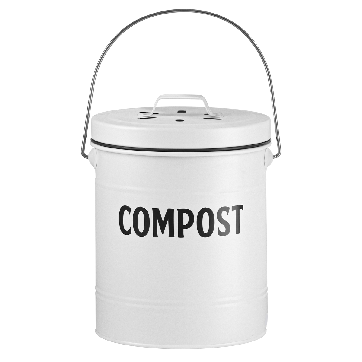 White Compost Bin product front view with lid on