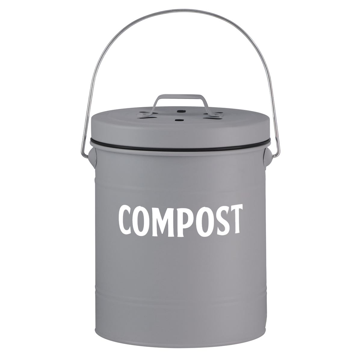 Gray Compost Bin product front view with lid on