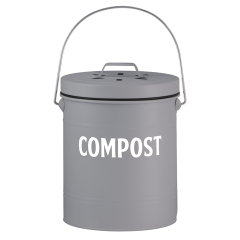 Gray Compost Bin product front view with lid on