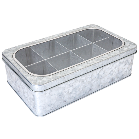 Empty Galvanized Tea Box Organizer product view 