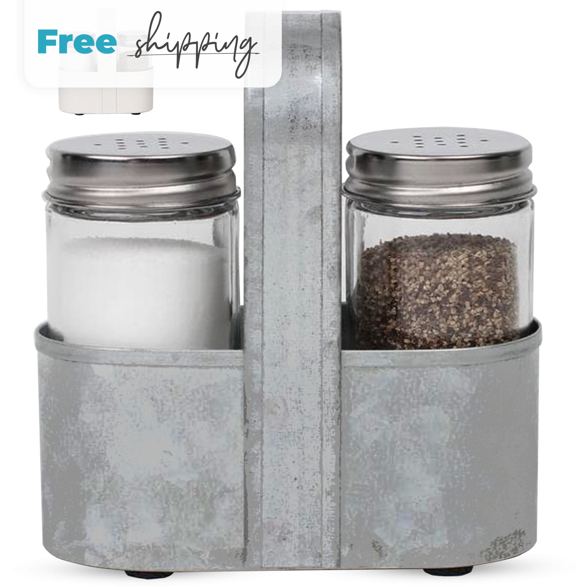 Galvanized Salt and Pepper shakers set by Saratoga Home