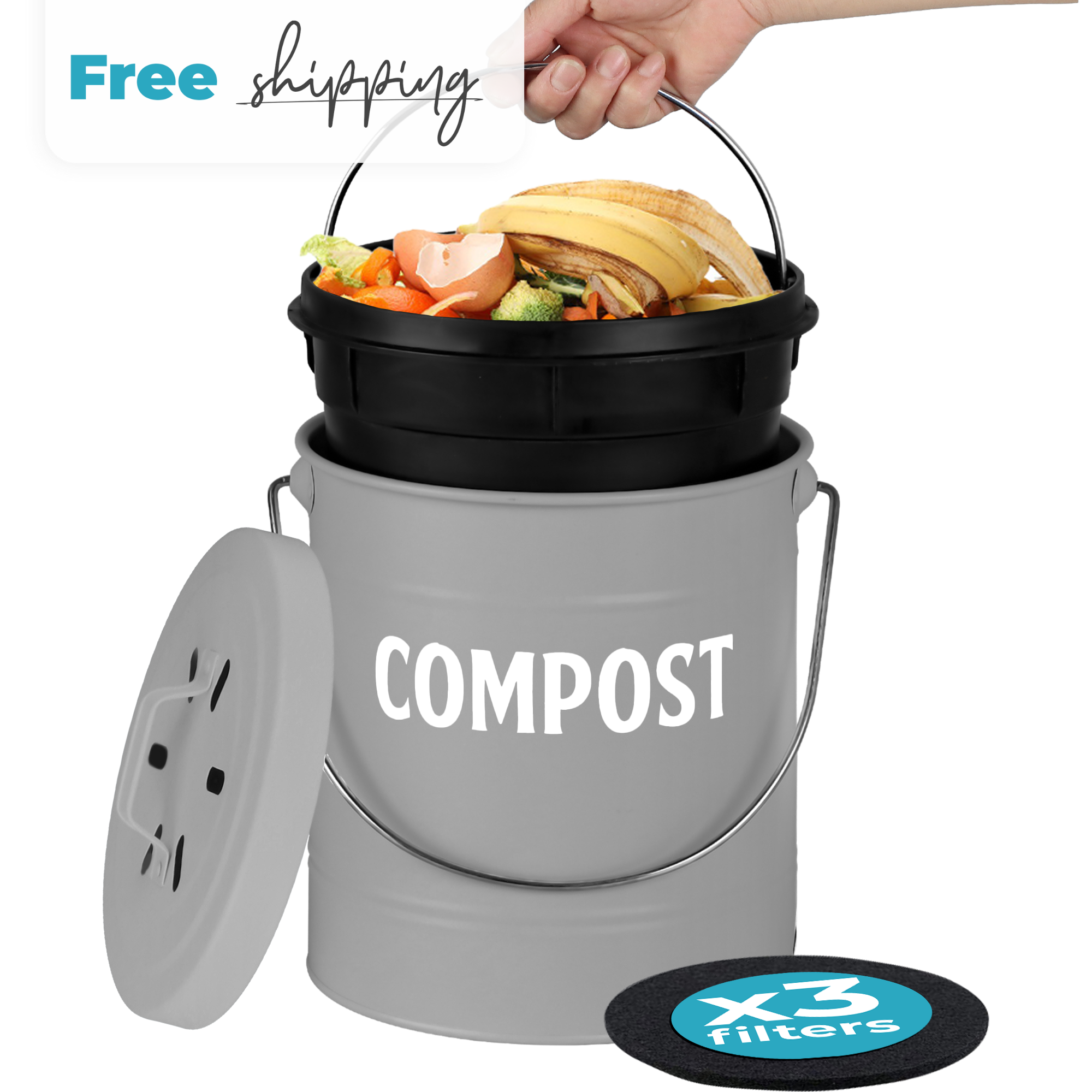 Gray Compost Bin by Saratoga Home