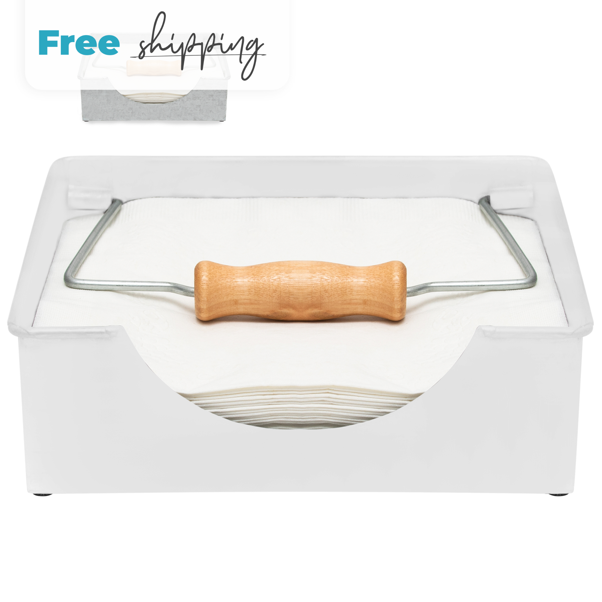 White Napkin Holder by Saratoga Home