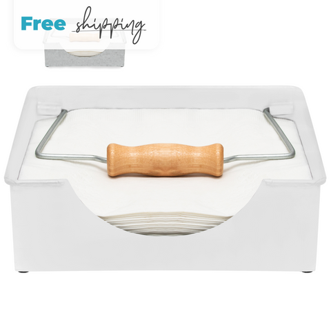 White Napkin Holder by Saratoga Home